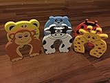6 Stück B&B Original Türstopper Fingerschutz Klemmschutz Türstop Fingerklemmschutz Handschutz Kindertürsicherung Türpuffer niedliche Tiere - 7