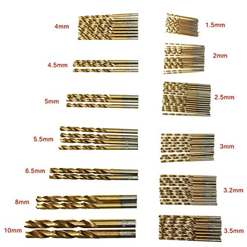 Raysen HSS Bohrer Set 99 tlg.Titanium Metallbohrer Spiralbohrer Handspiralbohrer 1.5mm – 10mm - 2