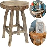 hocker shabby chic vintage Exklusiver Holztisch & Sitzhocker ✓ massives Teakholz Wurzelholz ✓ 4 Holzbeine Braun ✓ Holzplatte Braun - Baumscheibe ✓ unterschiedlich große Formen - Naturbelassen - ✓ Länge inkl. Standbeine: 42cm ✓ Gewicht ca. 4,2kg ✓ vereinzelte Löcher und Risse gehören mit zum Produkt und sind keine Fehler ✓ Qualität von LS-LebenStil ✓