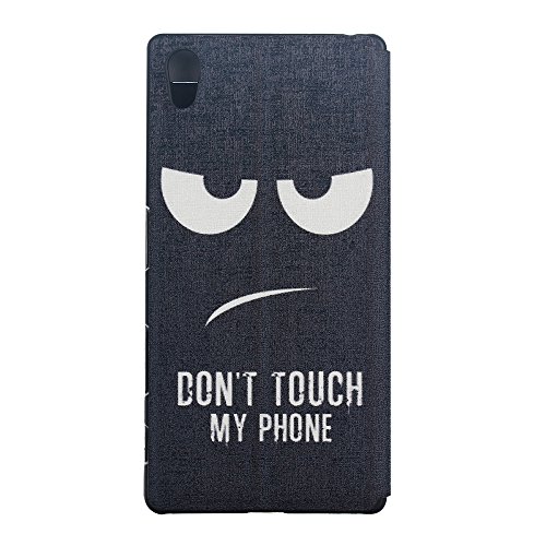 Sony Xperia Z5 Schutzhülle Leder Hülle, Alfort 3 in 1 Flip Fashion Design Dual Use Falten Premium PU Leder Tasche Case Cover Flip Fenster Window Touch Screen für Sony Xperia Z5 5.2″ Smartphone Funktion Standfunktion Unterstützte Telefone mit Schwarze Augen ( Schwarz ) + Netter Staub Stecker + Alfort Schwarz Stylus Pen - 3