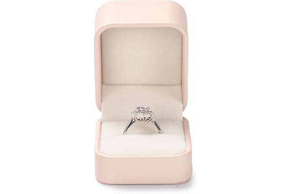 Oirlv Rose PU Cuir Classique Boite Bague,Boite a Bijoux,Ecrin Bague,Ring box pour Mariage,Proposition Anniversaire