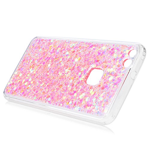 Badalink Hülle Huawei P10 Lite Slimcase Glitzer Schutzhülle Hülle PMMA + TPU Rückschale Schutz Hülle Case Tasche Wasserdicht Einteilige Handyhülle Stoßstangen Case Rosarot - 4