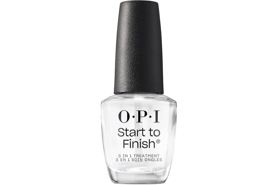 OPI Start to Finish - 3-in-1 Nail Polish Treatment, Base Coat, Top Coat, Nail Strengthener - Vitamin A & E, Vegan Formula (15ml)