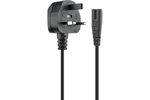 VISIBEE Figure 8 2 Pins Mains C7 UK Plug Power Supply Cord Cable Lead for TV / Printers / Sky Box / xBox One / PS3 / PS4 / PS5 / Radio / Piano etc - Black (0.5 Meter)