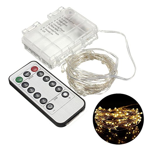 Lichterkette Batterie ,Teorder Batterie Betrieben LED-Lichter Feenhafte Schnur wasserdicht 33ft 10M 100 LEDs Kupferdraht-Licht Warmes weißes Innen- und im Freien mit Fernsteuerpult für Halloween-Weihnachtsbaum, Partei, Hochzeit, Garten, Festival (keine Batterie eingeschlossen)