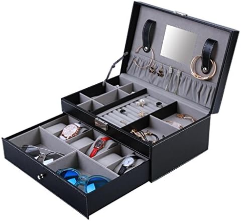 12-bit Pu wooden double-layer Watch box/ring, ear nails, necklace, earrings jewelry storage box/glasses storage box, holiday gift, 1