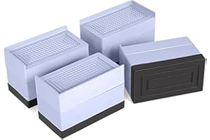 I3C 4 verstellbare Betterhöhungen, Möbelerhöhungen, 7,6 cm, rutschfest, strapazierfähig, für Bett, Tisch, Stuhl, Sofa, Schreibtisch, hebt Beinstrecker (Grau- Rechteckig)