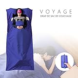 Drap de Sac De couchage, Chenci Sac De Couchage Doublure, Microfibres Sac De Couchage Idéal Pour Auberges Refuges Voyage Hôtel Camping 210*115CM, Bleu