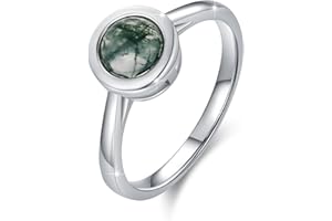 JFASHOP Anello agata muschiata, in argento Sterling 925, con agata muschiata, ideale come regalo per Halloween, per donne e ragazze, Sliver, Agata muschiata.