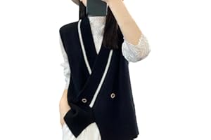 ALLOAONE Gilet in Cashmere Lavorato A Maglia Senza Maniche con Scollo A V da Donna