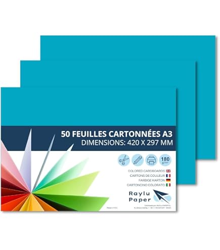 50 Feuilles Cartonné A3 180g/m² - Noir - Papier Épais Pour Dessin, Scrapbooking Et Activités Manuelles