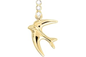 FORME DI LUCCHETTA Lucchetta - Ciondolo Rondine con Zaffiri 0.09ct | Oro Giallo 14 carati, Charms e Ciondoli per Catenina (fino a 4mm) per Donna Ragazza