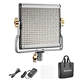 480 BOMBILLAS LED: 240 granos LED blancas (5600K) y 240 amarillas (3200 K), iluminación hasta 4000 LUX/m, reproducción de color más realista con alto CRI 96+; Ajuste de brillo (0% -100%) para adaptarse a múltiples situaciones de disparo; Potencia de salida: 28W