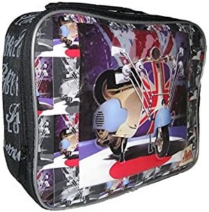 Retro London Insulated Vespa Lunchbag in Black Lunch Bag School Picnic