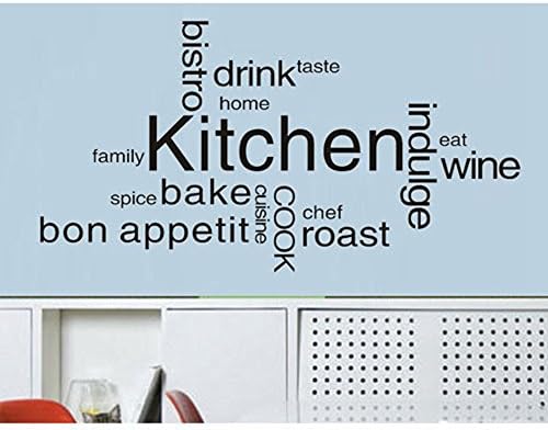 ColorfulHall 23.6" X 47.2" Wall Decals Decor Murals Kitchen Quote Wall Saying Lettering Words Vinyl Wall Decal Mural Sticker Drink Wine Cook Taste DIY PVC Removable Sticker Decal Decoration