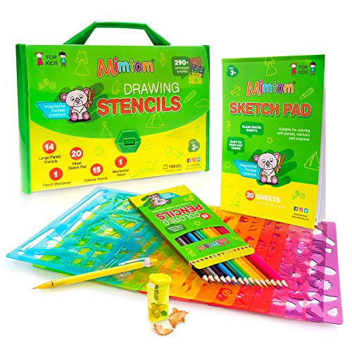 Plantillas de Dibujo Mimtom | Kit de manualidades para niños con 290 figuras | Plantillas para pintar que desarrollan la creatividad | Desde los 3 años