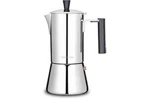 ‎EASYWORKZ Easyworkz | Pedro Espressokocher aus Edelstahl | Espressotopf für Induktions-Gas und alle Herde | Mokkakanne für 4 Tassen 200ml | Silber