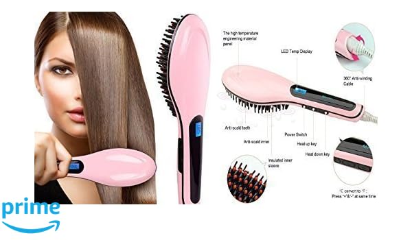 Offer Mall Women S Electric Fast Hot Hair Straightener Comb Brush