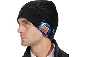 Loowoko Bonnet Bluetooth avec LED Lampe, Idee Cadeau Homme Original, dee Cadeau Noel Original, Bonnet Homme/Femme, Cadeau Papa, Cadeau Anniversaire Homme Original, Cadeau Homme Noel