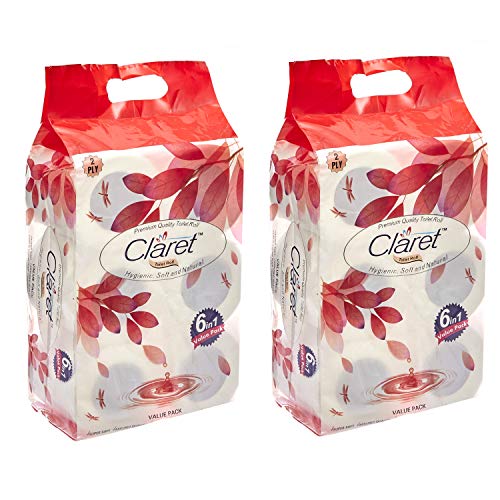 Claret White 2 Ply Bathroom Tissue Toilet Roll (Pack of 12)