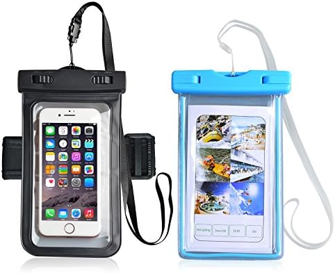 Aznoi IPX8 Waterproof Phone Case 2 Packs, Underwater Dry Bag Touch Responsive Transparent Pouch Bag with Strap Armband for iPhone 7/6s/6s plus/5/5s/SE for Boating/Hiking/Swimming/Diving