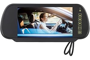 ASHATA 7 inch Car Rearview Mirror LED Digital Screen Auto Dimming Monitor Rear View Backup Camera Av1 video interface for DVD or set-top box display Av2 video interface for reversing camera