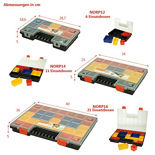 Sortimentskasten Organizer Kleinteilekoffer 340x250x50mm mit Einsatzboxen Sortimentskiste Kleinteilemagazin Sortimentskoffer Kunststoff Sortierbox Sortierkiste Sortierkasten Fachkasten Angelkiste Box Kiste Kasten - 2