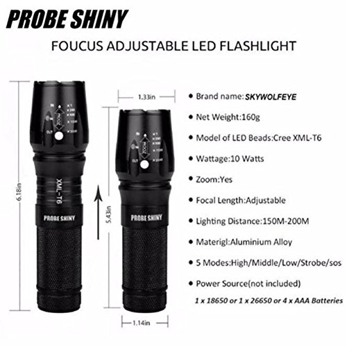 Holeider Taschenlampe XML T6 LED X800 Zoomable Lampe +26650 Batterie + Ladegerät + Fall - 8