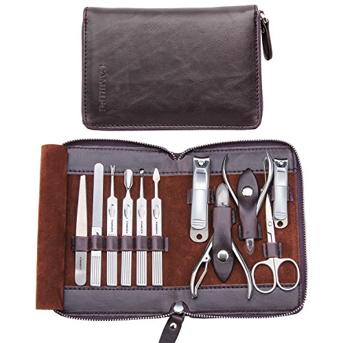 FAMILIFE L01 11- in-1 Stainless Steel Manicure Pedicure Grooming Nail Care Set with Gift box Best Gift