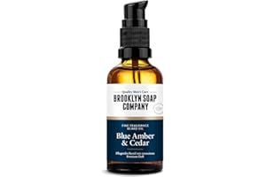‎BROOKLYN SOAP COMPANY Brooklyn Soap Company, Bartöl 50 ml Blue Amber & Cedar - Pflegendes Bart Öl für Herren - Für die tägliche Bartpflege - Beard Oil in Reisegröße, ideal als Geschenk für Männer