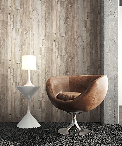 Holz Tapete Vliestapete Beige Braun Grau Edel , schöne edle Tapete im Holzwand Design , moderne 3D Optik für Wohnzimmer, Schlafzimmer oder Küche inkl. Newroom Tapezier Profibroschüre mit super Tipps! - 4