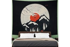 Dremisland Japanese Aesthetic Tapestry Mountain Forest Tapestry Wall Hanging Sun Tapestry Nature Landscape Wall Art for Living Room Bedroom Dorm (Colorful, M/130X150cm(51"X59"))