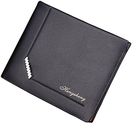 Uopen Men's Style RFID Blocking Leather Bifold Wallet Purse With Credit Card Slots, Note Pocket and ID Window,Gift Boxed - Black