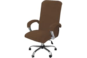 LIFEDX Funda de Sillas de Oficina Elástica con Reposabrazos,Felpa de Terciopelo,Modernas Cubiertas de la Silla de la Computadora Antipolvo de Oficina Silla Removible,No Incluye Sillas -Dark Brown||XL