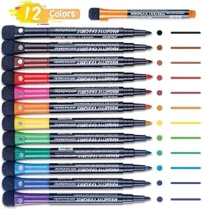 Magnetic Dry Easel Erase Markers: 12 Bright Color Dry Erase Markers Set, Fine Tip Dry Erase Pens Sets with Erasers Cap, Low Odor White Board Markers for Kids, Teachers, School, Office, Home, Work
