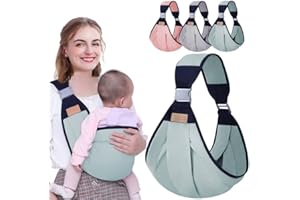 HINATAA Breathable Baby Sling, Adjustable Baby Carrier, Baby Carrier Wrap, Quick Dry, Thick Shoulder Straps for 0-36 Months Baby (Green a)