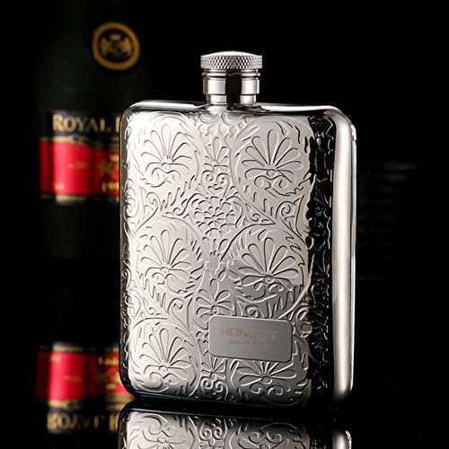 Penixon Barock Edelstahl Flachmann Hip Flask 6oz (168 ml) mit Trichter (Barock)