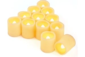 CANDLE IDEA 12 sztuk migoczących świec LED na baterie, bezpłomieniowe, wotywne, elektryczne, sztuczne świece na ślub, święta, imprezę, Halloween i dekoracje świąteczne (ciepła biel)