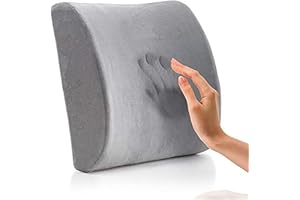 ‎ECLOUD SHOP Ecloud Shop Lendenkissen aus Memory-Schaum, Stützpolster mit verstellbarem Riemen, bequeme, hautfreundliche Rückenlehne, geeignet für Bürostühle und Autositze, grau