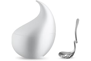 Alessi Nunziatella ESI23 Set, Contenitore e Mestolo Forato di Design per servire la Mozzarella, in Resina Termoplastica, Bianco