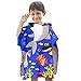 Produktbild VSTON Kind Poncho Handtuch für Strand Schwimmen Bad Kapuzenhandtuch, Kinder Mikrofaser Cartoon Bademantel Schnell Trocknende Handtuch für Mädchen, Jungen (Marineblau)