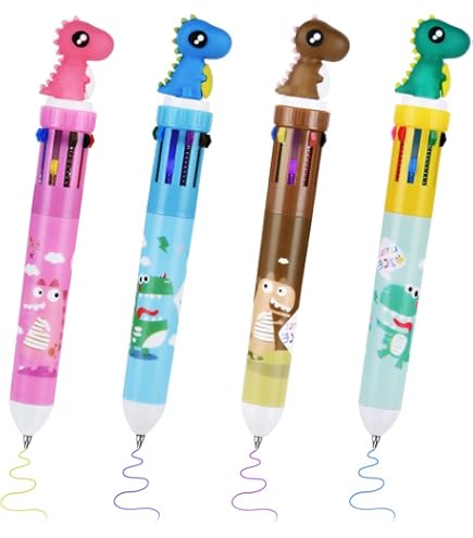 Legami Mini Magic Rainbow Ballpoint Pen - 4 Colors, 1mm Tip, Ergonomic Silicone Grip