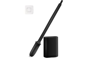 CHONGCIN Balai Toilette WC au Sol Ou Montage Mural,Brosse Toilette Silicone,Balayette Toilettes WC avec Support À Séchage Rapide,Brosse Toilettes WC Suspendu,Brosses WC et Supports Noir Mat