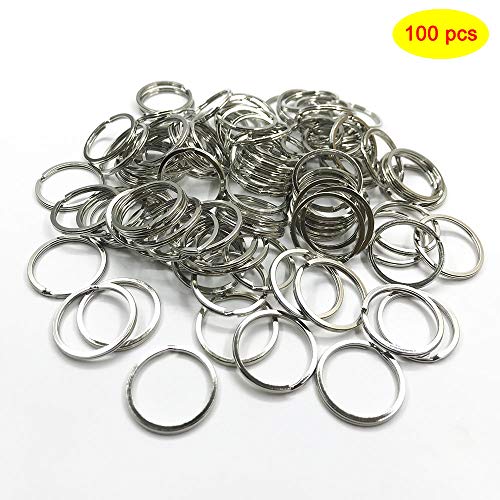 100 pcs Anillas pequeñas para Llaves,Anillos Redondos de Llavero Plano,para de organización de Llaves y Adornos,Manualidades,Colgar cartelitos(Diámetro 25 mm)