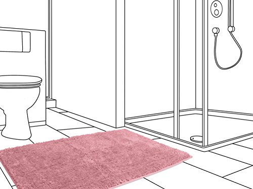 Mikrofaser Badteppich – klassisch + modern + universell einsetzbar – erhältlich in 13 modernen Farben und 6 verschiedenen Größen – die extra Streicheleinheit für Ihre Füße in geprüfter Markenqualität, altrosa, 50 x 70 cm - 5