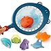 Produktbild joizo 4pcs Bad Meerwasser-Schwimm Spielzeug-Meerestiere Tiere Pool-Spielzeug Squeaky Dusche Spielzeug für Baby (dunkelblau)