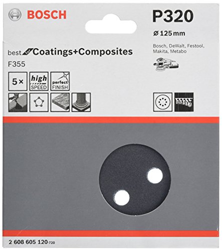 Bosch Schleifblatt F355 Best for Coatings+Composites 125mm Korn 320, 5 Stk.