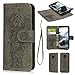 Produktbild Mlorras Hülle für Samsung Galaxy S9, [2 in 1] Druckkarte Elefant Leder Handyhülle Klappbares Brieftasche Schutzhülle Wallet Case Cover mit Integrierten Kartensteckplätzen Grau