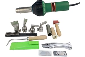 CAIJTE 220V1600W Kunststoff Schweißpistole Heißluft Heißluftpistole Einstellbare Temperatur PVC TPO Schweißset Zubehör Geschwindigkeitsdüse Roller Delphin Messer Haken