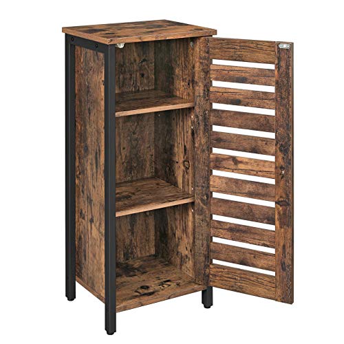 VASAGLE Meuble de rangement, Placard, Armoire, avec 2 étagères, portes à persiennes, pour salon, couloir, cuisine, bureau, chambre, style industriel, Marron rustique LSC35BX